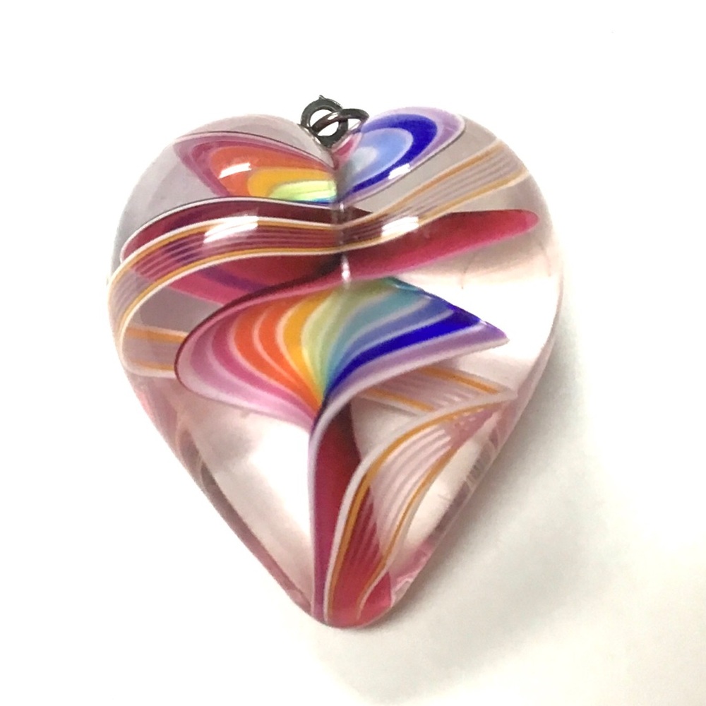 Glass heart pendant art 1 1/2” x 1 1/4”